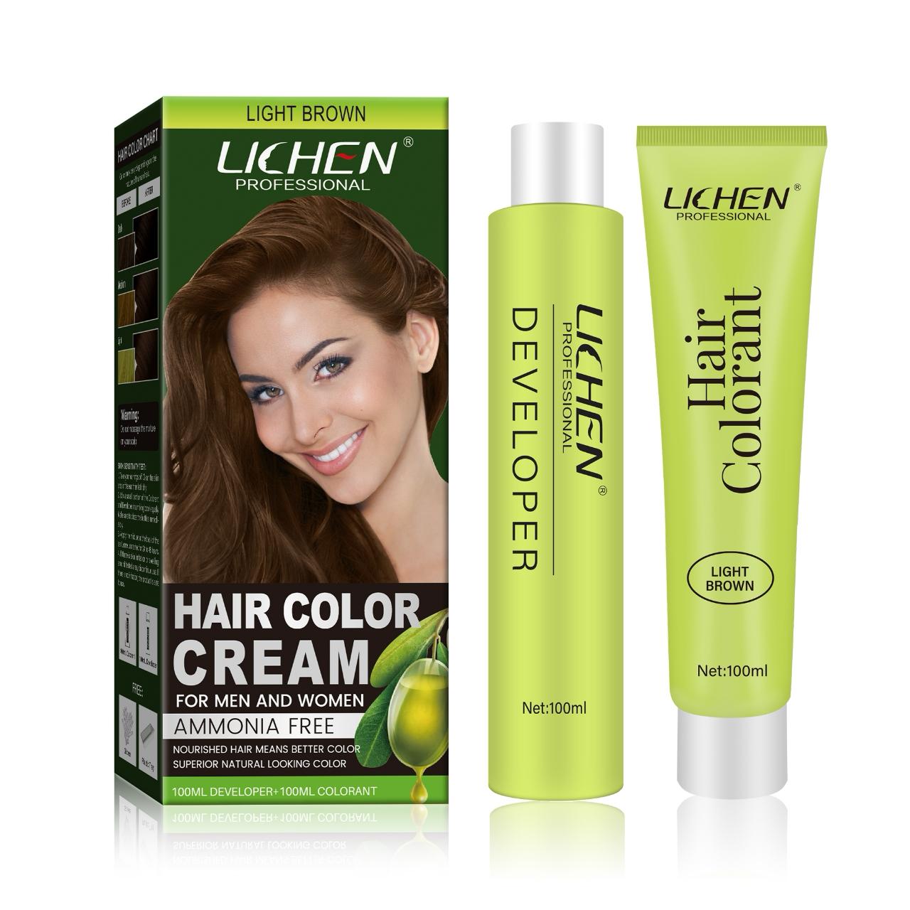 Lichen Hair Color Cream 200ml (100ml Color Cream + 100ml Developer)