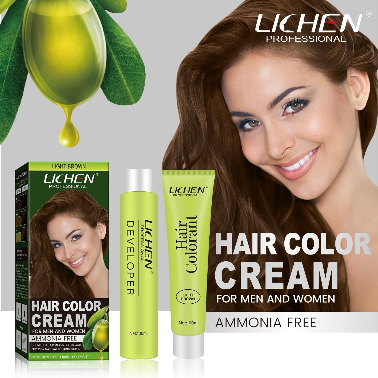 Lichen Hair Color Cream 200ml (100ml Color Cream + 100ml Developer)